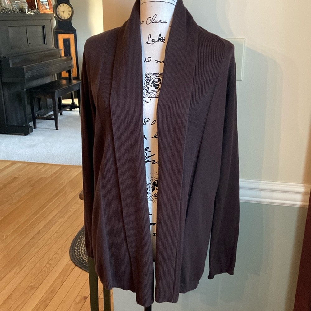 Women's Eddie Bauer Brown Open-Front cardigan Sweater